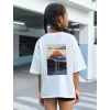 Luz&Pos Çocuk Unisex Baskılı T-shirt - Beyaz