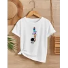 Luz&Pos Çocuk Unisex Baskılı T-shirt - Beyaz