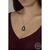 Luz&Pos Crystal Taşlı Top Zincir Damla Gümüş Kadın Kolye