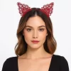 Dantelli Kırmızı Kedi Tacı - Vintage Tarz Dantel Kedi Kulak