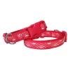 Doggie Dalga Desenli Dokuma Köpek Boyun Tasması 2 cm x 31-47 cm Kırmızı