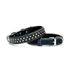 Doggie Konforlu Deri Swarovski Kristal Taşlı Köpek Boyun Tasması 2 x 32-39 cm Mavi