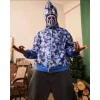 Erkek 2 İplik Bape Kapüşonu Fermuarlı Hırka - Mavi