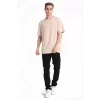 Luz&Pos Erkek 24/1 Düz A Kalite Oversize T-shirt - Bej