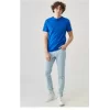 Luz&Pos Erkek 24/1 Düz A Kalite Oversize T-shirt - Mavi