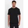 Luz&Pos Erkek 24/1 Düz A Kalite Oversize T-shirt - Siyah