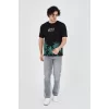 Luz&Pos Erkek Baskılı Bisiklet Yaka T-shirt - Siyah