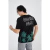 Luz&Pos Erkek Baskılı Bisiklet Yaka T-shirt - Siyah