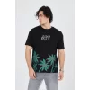 Luz&Pos Erkek Baskılı Bisiklet Yaka T-shirt - Siyah