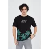 Luz&Pos Erkek Baskılı Bisiklet Yaka T-shirt - Siyah