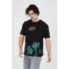 Luz&Pos Erkek Baskılı Bisiklet Yaka T-shirt - Siyah