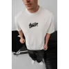 Erkek Baskılı Oversize T-shirt - Beyaz