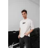 Erkek Baskılı Oversize T-shirt - Beyaz