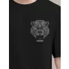 Erkek Baskılı Oversize T-shirt - Siyah