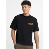 Erkek Baskılı Oversize T-shirt - Siyah