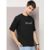 Erkek Baskılı Oversize T-shirt - Siyah