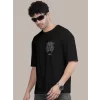 Erkek Baskılı Oversize T-shirt - Siyah