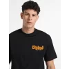 Erkek Baskılı Oversize T-shirt - Siyah