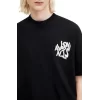 Erkek Baskılı Oversize T-shirt - Siyah