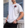Erkek Bisiklet Yaka Kısa Kol Baskılı T-shirt - Beyaz
