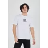 Luz&Pos Erkek Bisiklet Yakalı Baskılı T-shirt - Beyaz