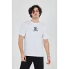 Erkek Bisiklet Yakalı Baskılı T-Shirt - Beyaz