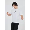 Luz&Pos Erkek Bisiklet Yakalı Baskılı T-shirt - Beyaz