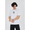 Luz&Pos Erkek Bisiklet Yakalı Baskılı T-shirt - Beyaz
