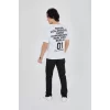 Erkek Bisiklet Yakalı Baskılı T-Shirt - Beyaz