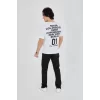 Luz&Pos Erkek Bisiklet Yakalı Baskılı T-shirt - Beyaz