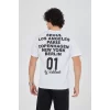 Luz&Pos Erkek Bisiklet Yakalı Baskılı T-shirt - Beyaz