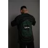 Luz&Pos Erkek Bisiklet Yakalı Sırt Baskılı Oversize T-shirt - Siyah