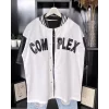 Luz&Pos Erkek Complex Kolları Deri Kolej Oversize T-shirt - Beyaz