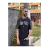 Luz&Pos Erkek Complex Kolları Deri Kolej Oversize T-shirt - Siyah
