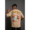 Luz&Pos Erkek Dijital Baskılı T-shirt - Bej