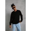 Erkek Düz Bisiklet Yaka Sweat - Siyah