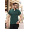 Erkek Hakim Yaka Dokuma Pamuklu Kumaş Kısa Kollu T-shirt