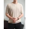 Erkek Kısa Kollu Bisiklet Yaka çizgili Triko Bluz