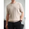 Erkek Kısa Kollu Bisiklet Yaka çizgili Triko Bluz