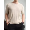 Erkek Kısa Kollu Bisiklet Yaka çizgili Triko Bluz