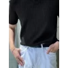 Erkek Kısa Kollu Yakalı Yakadan Düğmeli Triko Bluz