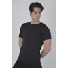 Luz&Pos Erkek Omuz Fileli Slim Fit T-shirt - Siyah