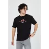 Erkek Ön Ve Arka Baskılı T-Shirt - Siyah