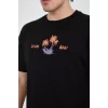 Luz&Pos Erkek Ön Ve Arka Baskılı T-shirt - Siyah