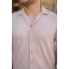 Erkek Ottoman Kumaş Apaj Yaka Kısa Kollu Gömlek