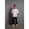 Luz&Pos Erkek Sırt Baskılı A Kalite Oversize T-shirt - Beyaz
