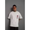 Luz&Pos Erkek Sırt Baskılı A Kalite Oversize T-shirt - Beyaz