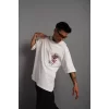 Luz&Pos Erkek Sırt Baskılı A Kalite Oversize T-shirt - Beyaz