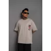 Luz&Pos Erkek Sırt Baskılı A Kalite Oversize T-shirt - Gri