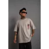 Luz&Pos Erkek Sırt Baskılı A Kalite Oversize T-shirt - Gri
